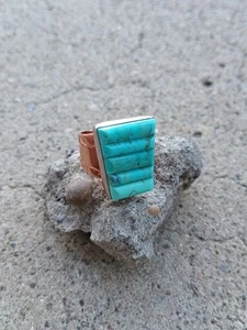 JAY KING DTR Desert Rose Trading Turquoise Copper / Sterling Ring Size 7 - Picture 1 of 6