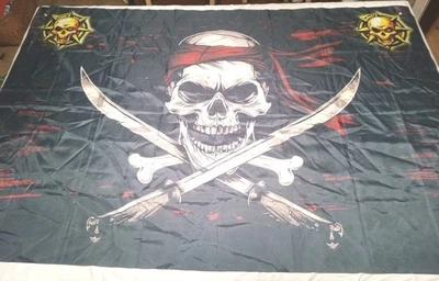 Bandera pirata bandera tapiz calavera logotipo 58,5 X 38,5 pulgadas Jolly Roger Foto 1 de 4