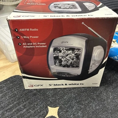 GPX TVP3 Personal 5" Black & White portable Television 3 Way Power NIB - Image 1 of 4