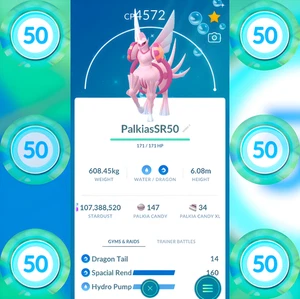 Shiny Origin Palkia Level 50 + 3 Moves (Spacial Rend) | Pokemon Tr-de Go ✨ - Picture 1 of 2