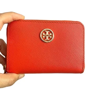 Tory Burch Orange Saffiano Robinson Reißverschluss Münzetui/Kartenetui - 4,5 x 3,25" - Bild 1 von 7