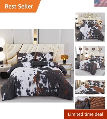 Juego de edredón negro tamaño king juego de cama con estampado de vaca Western Farmhous... Foto 1 de 4