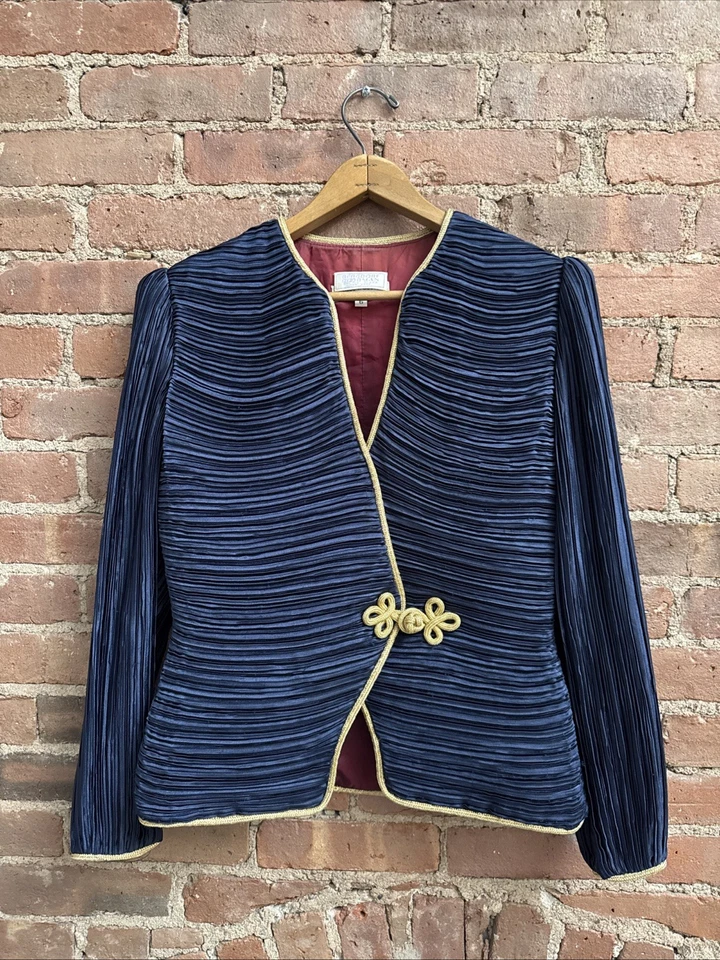 Chaqueta plisada de seda vintage George F. Couture para mujer, talla 6 Bergdorf Goodman años 80’s Foto 1 de 4