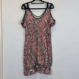 Bluejuice Pink Abstract Cold Shoulder Dress Double Strap Size 10 AU  - Picture 1 of 4