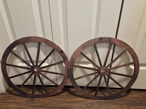 (2 Pieces) 12" Wheel Decor, Western Style Decorative Wagon Wheels - Picture 1 of 3