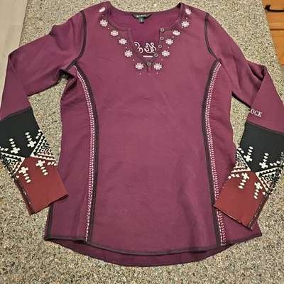 Camisa ALP n Rock Shayne Mountain Henley para mujer talla S cereza oscura ANR NUEVA SIN ETIQUETAS $348 Foto 1 de 4