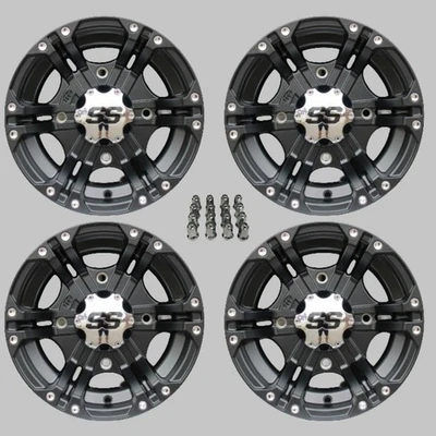 POLARIS SPORTSMAN 400 12" ITP SS212 BLK ALUMINUM ATV / UTV WHEELS (SET 4) POL3CA - Image 1 of 4