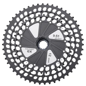 Black Silver Ultra Lightweight Mountain Bike Cassette 12 Speed Cassette 9-51T - Picture 1 of 12