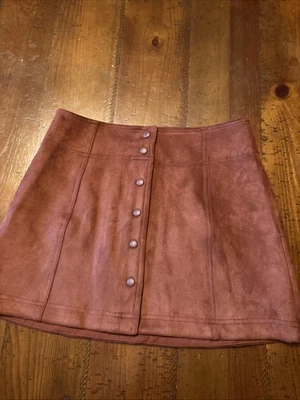 Gap Brown Suade Short Skirt Size 8P Snap Front - Image 1 of 4