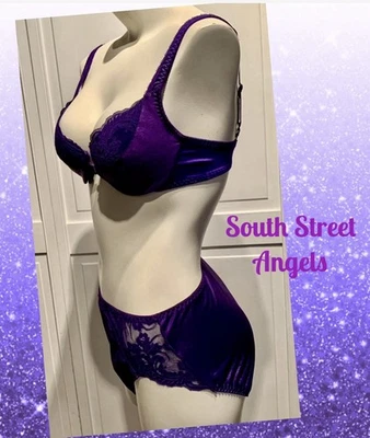 DE COLECCIÓN VICTORIA'S SECRET SUJETADOR AMATISTA PÚRPURA Y CONJUNTO DE BRAGAS CORTAS DE CORTE ALTO 36B / L Foto 1 de 4