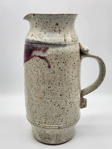 Studio Pottery Stoneware Pitcher Speckled Glaze Handle Spout Signed - Picture 1 of 11