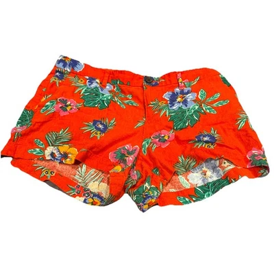 Camisas antiguas azul marino de lino mezcla de rayón rojas florales talla 8 VIBRANTES Foto 1 de 4