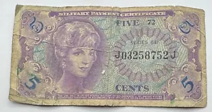 5c US Military Payment Certificate Note - Series 641 - Five Cents - No Reserve - Picture 1 of 2