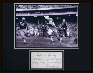 Lenny Moore Signed Framed 11x14 Note & Photo Display JSA Colts - Picture 1 of 2