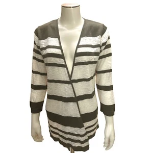 Christopher & Banks Womens Striped Cardigan Open Front Sweater M - Picture 1 of 8