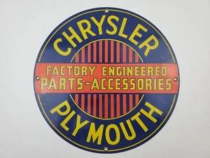 Ande Rooney 11" Porcelain Enameled Chrysler Plymouth Sign - Picture 1 of 6