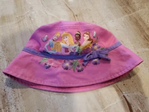 Disney Store Princess Bucket Hat Pink Butterflies Toddler Ribbon Glitter Belle - Picture 1 of 7