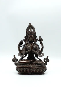 Copper Oxidized Chenrezig Statue - Picture 1 of 4