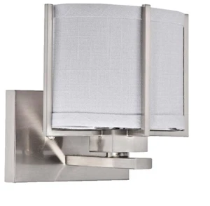 Nuvo/Satco One light Vanity-Nickel-Slate Gray Fabric Shafe- 13W GU24Base 60-4341 - Picture 1 of 4