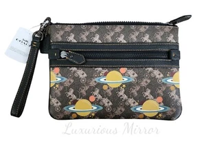 Nuevo Coach Mujer Pulsera Marrón Lona Cuero Caballo Carro Saturn Planet 86097 - Imagen 1 de 5