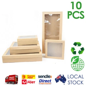 10 x Premium Disposable Cardboard Catering Grazing Boxes w/ Window Biodegradable - Picture 1 of 13