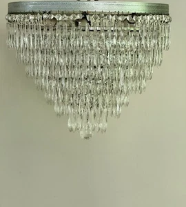 Antique Vintage Crystal Flush Mount Wedding Cake Chandelier 18” Wide 7 TIER - Picture 1 of 13