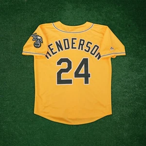 Rickey Henderson Oakland Athletics Men's Alternate Gold Jersey w/ Team Patch - Picture 1 of 7