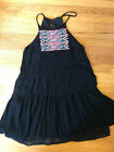 Design Lab Spaghetti Summer Strap Mini Dress Black Embroidery front size Small