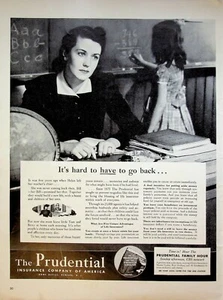 Prudential Insurance 1941 vintage años 40 anuncio impreso escuela aula pizarra - Imagen 1 de 1
