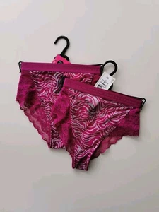 M&S Ameli High Waisted Brazilian Slips, Fuchsia Zebra, x2 Schlüpfer XS - Bild 1 von 6