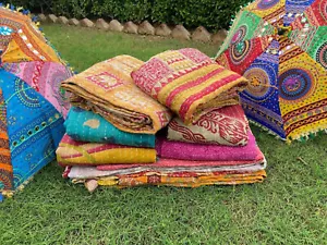 Wholesale Lot 20 PC Indian Tribal Kantha Quilt Vintage Cotton Bed Cover throw - Picture 1 of 8