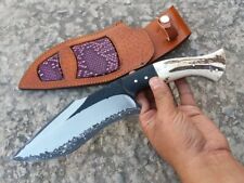 Custom Handmade D2 Steel Mirror Polish Hunting Skinner/Camp Knife White Camel Bo