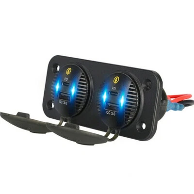 75W Fast 2 Port Car Charger Adapter Socket  QC 3.0 Dual USB With Type-c Outlet - Image 1 of 4