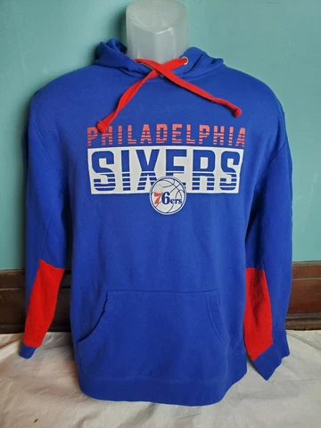 Philadelphia 76ers Pullover Hooded Sweatshirt NBA Men's Size Medium M Sewn Cover