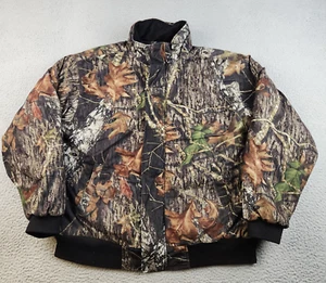 Vtg WALLS Camo Bomber Jacket Mens Large Quilt Lined Pockets Mossy Oak Break Up - Picture 1 of 8