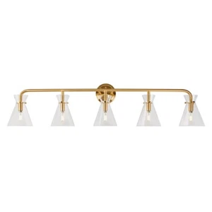 Forte Lighting Beaker 5 Light 42" Bath Vanity, Soft Gold/Clear - 5733-05-12 - Picture 1 of 1