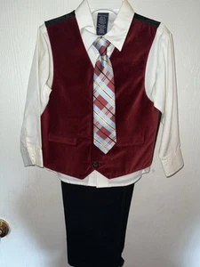 Boys Suit Size 4t Pants Suit With Red Vest And Tie NWT - Picture 1 of 4