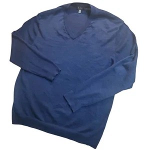Ibex Mens XXL V Neck Merino Wool Blend Sweater Blue Mens XXL 2XL Pullover Soft - Picture 1 of 8