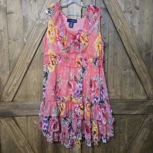 Denim 24/7 Women’s 22W Ruffle Floral Dress Sleeveless Tiered Hem Boho Romantic - Picture 1 of 5