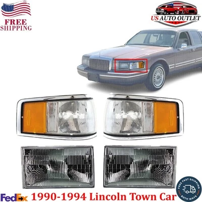 Front Corner Light Kit Driver and Passenger Side For 1990-1994 Lincoln Town Car - Image 1 of 4