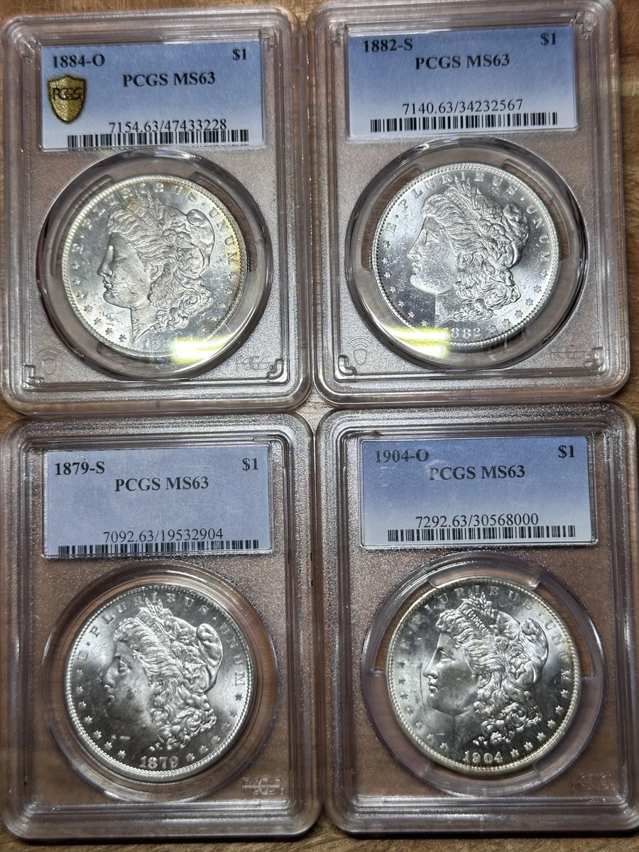 PCGS Certified MS 63 Graded 1884 Year Morgan US Dollars (1878-1921