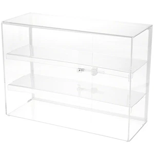 Plymor Acrylic Locking Case w/ Sliding Back, 2 Shelves, 16" H x 22" W x 8.5" D - Picture 1 of 1