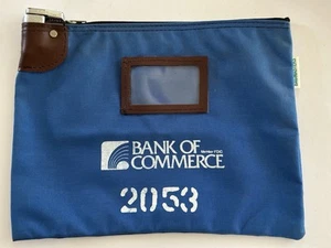BANK OF COMMERCE Canvas Locking Bank Bag by BAGMASTERS (No Key) Leather Trim - Picture 1 of 7