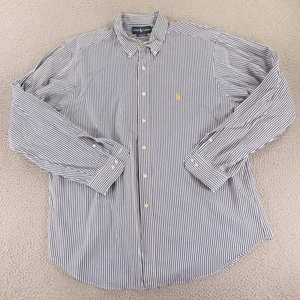 Ralph Lauren Shirt Mens 2XL 18 Blue White Striped 100% Cotton Classic Fit - Picture 1 of 9