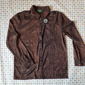Camisa Urban Threads Para Hombre Manga Larga Fiesta Disco Marrón Metálico Talla Mediana 42" - Imagen 1 de 8