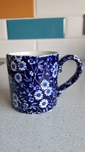Calico Burleigh Staffordshire Mug No 36 Vintage Blue White Handle - Picture 1 of 6