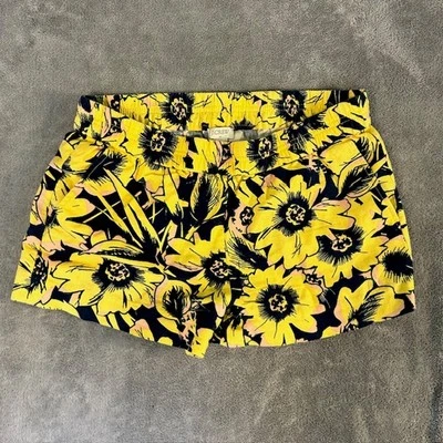 Pantalones cortos para mujer J Crew mezcla de lino amarillo estampado floral 6 Foto 1 de 4