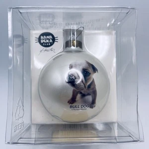 PERRO TORO Perro Árbol de Navidad Adorno Hanadeka Vidrio Redondo Coleccionable Animal - Imagen 1 de 3