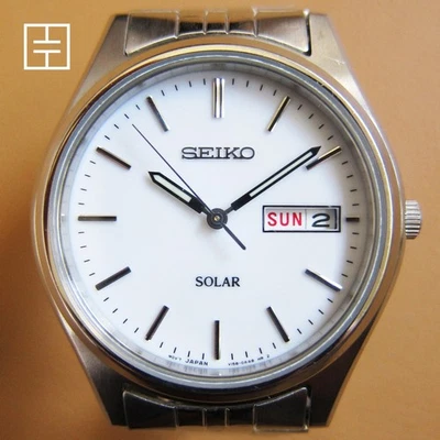 SEIKO Solar V158-0AA0 Men’s SS Watch w/ White Dial - Image 1 of 4