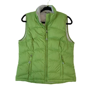 LL Bean gefütterte Weste Damen klein grün Gänsedaunen durchgehender Reißverschluss Taschen Outdoor - Bild 1 von 5